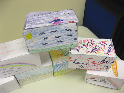 “Where We Are (2012)”: hand-drawn paper brick installation. dimensions variable 